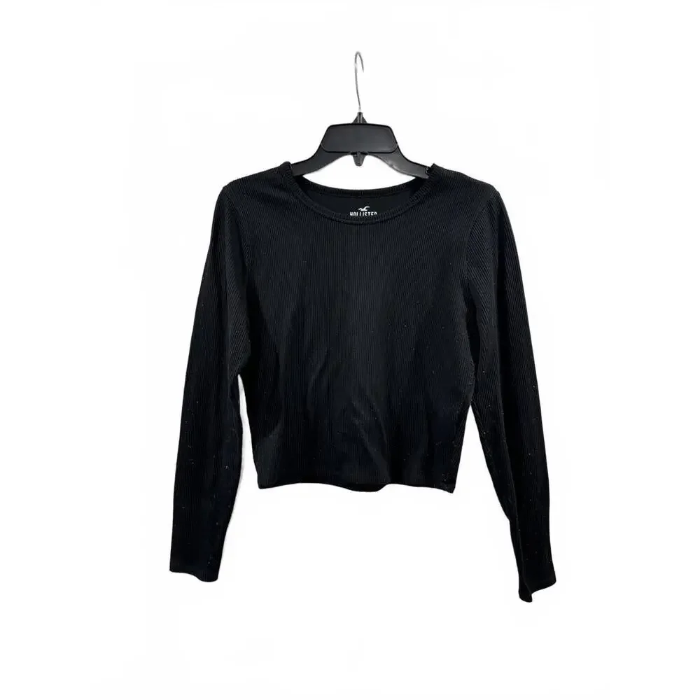 Hollister Teal & Black Ribbed Stretch Baby Tee Long Sleeve Top Bundle Size Large - Picture 2 of 9